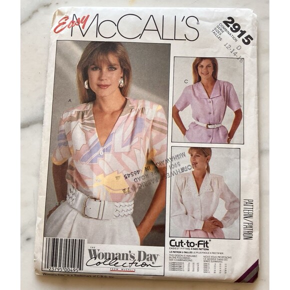 Vintage McCall's Pattern 2915 Women’s Day Collection Blouses Sz 12-14-16 Uncut - Picture 1 of 8